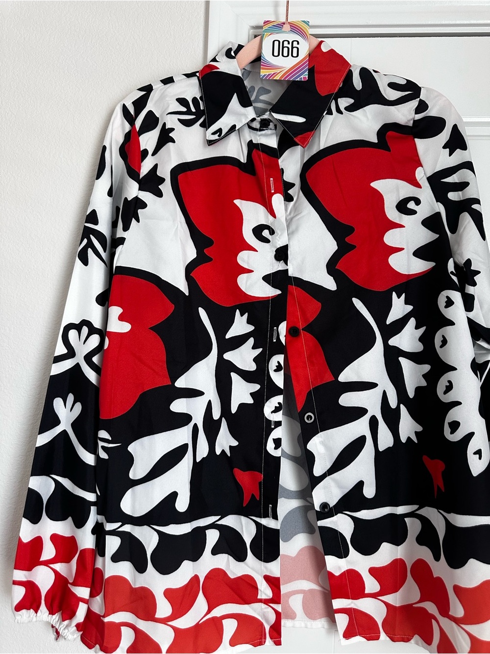 Women’s Red Black White Graphic Print Pajama Set